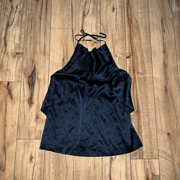 THEORY new with tags, silk ‘malvina’ halter top, size M. Navy blue - Picture 3 of 9